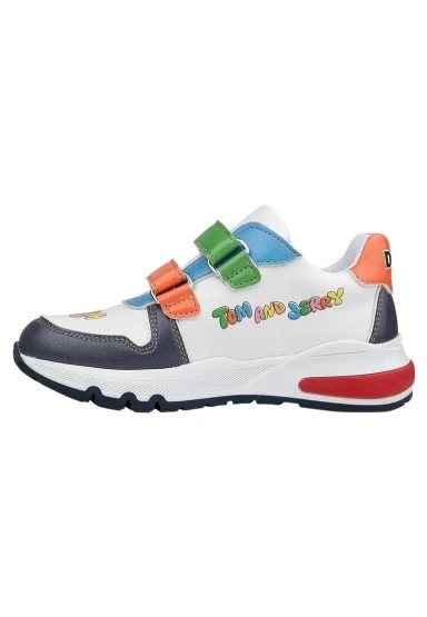 Unisex Çocuk Vegan Deri Cırt Cırtlı Çok Renkli Sneakers - Warner Bros Looney Tunes Catch Me Tom&Jerry Tasarım - 