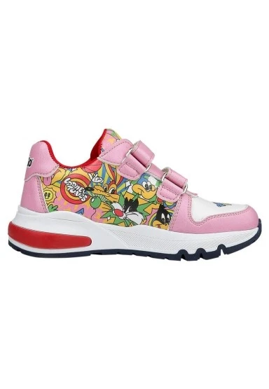 Unisex Çocuk Vegan Deri Cırt Cırtlı Pembe Sneakers - Warner Bros Seriously Looney Tunes Tasarım - 