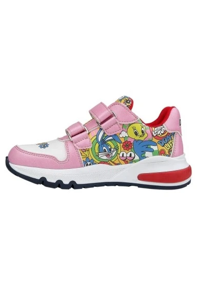 Unisex Çocuk Vegan Deri Cırt Cırtlı Pembe Sneakers - Warner Bros Seriously Looney Tunes Tasarım - 
