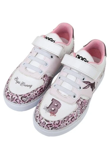 Unisex Çocuk Vegan Deri Cırt Cırtlı Beyaz Sneakers - Warner Bros Looney Tunes B for Bugs Bunny Tasarım - 