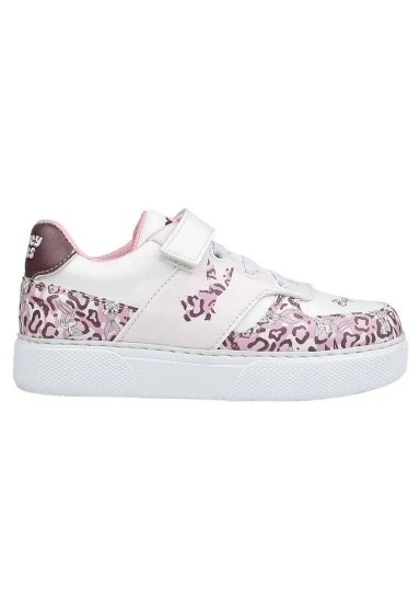 Unisex Çocuk Vegan Deri Cırt Cırtlı Beyaz Sneakers - Warner Bros Looney Tunes B for Bugs Bunny Tasarım - 