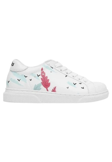 Çocuk Vegan Deri Beyaz Günlük Sneakers - State Of Bliss Tasarım - 