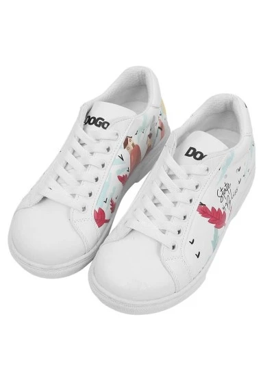 Çocuk Vegan Deri Beyaz Günlük Sneakers - State Of Bliss Tasarım - 