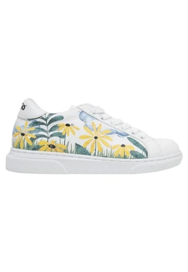 Çocuk Vegan Deri Beyaz Günlük Sneakers - Oh The Bliss Tasarım - 
