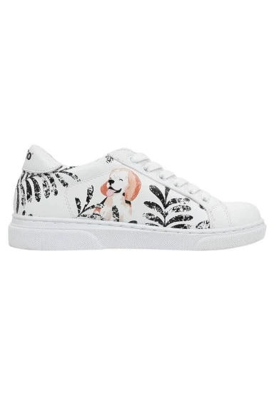 Çocuk Vegan Deri Beyaz Günlük Sneakers - Oh The Bliss Tasarım - 