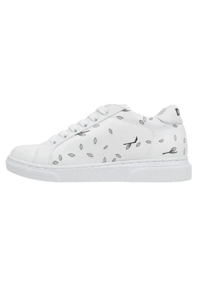 Çocuk Vegan Deri Beyaz Günlük Sneakers - Lemur Tasarım - 