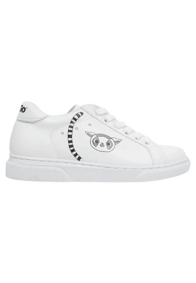 Çocuk Vegan Deri Beyaz Günlük Sneakers - Lemur Tasarım - 