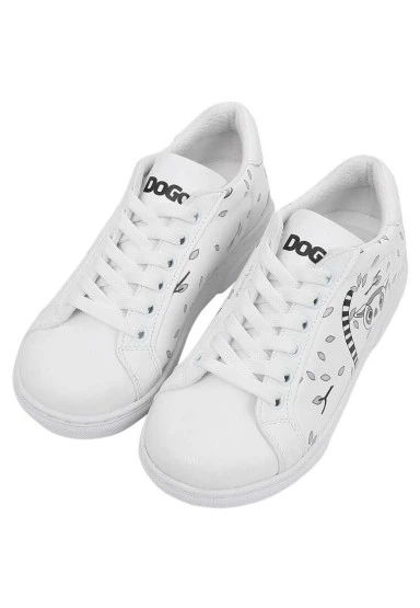 Çocuk Vegan Deri Beyaz Günlük Sneakers - Lemur Tasarım - 