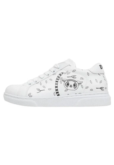 Çocuk Vegan Deri Beyaz Günlük Sneakers - Lemur Tasarım - 
