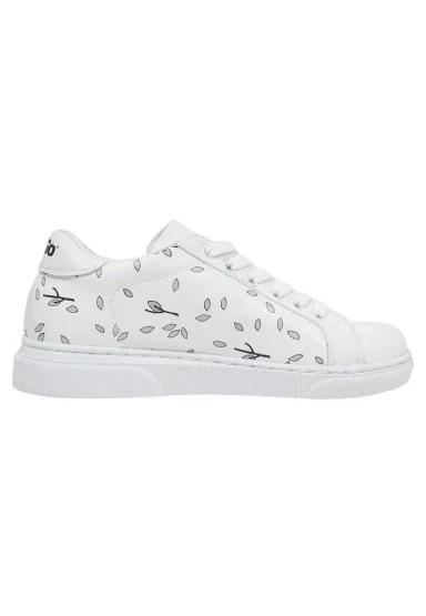Çocuk Vegan Deri Beyaz Günlük Sneakers - Lemur Tasarım - 