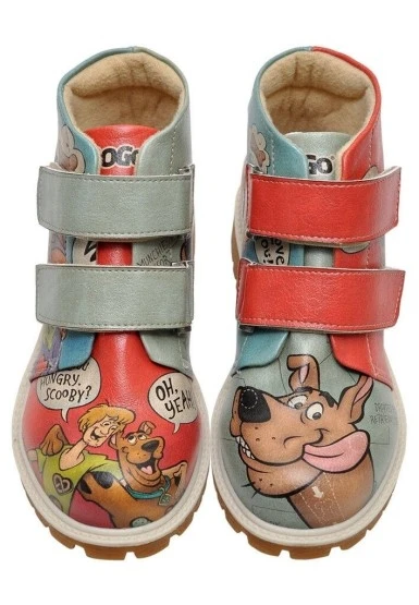 Çocuk Vegan Deri Çok Renkli Günlük Bot - Warner Bros Hungry Doo Scooby Doo Tasarım - 