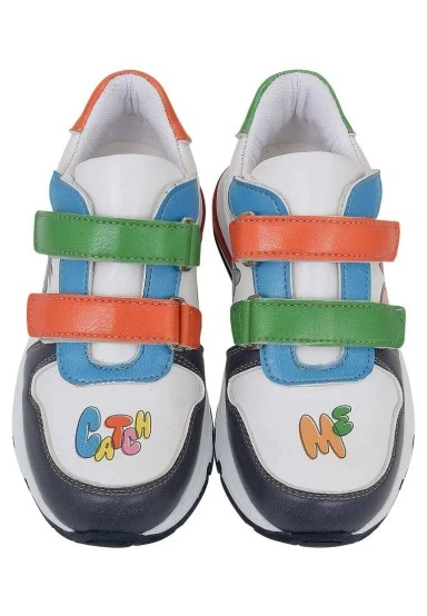 Unisex Enfants Cuir Vegan Baskets à Scratchs Multicolore - Warner Bros Looney Tunes Catch Me Tom&Jerry Motif - 