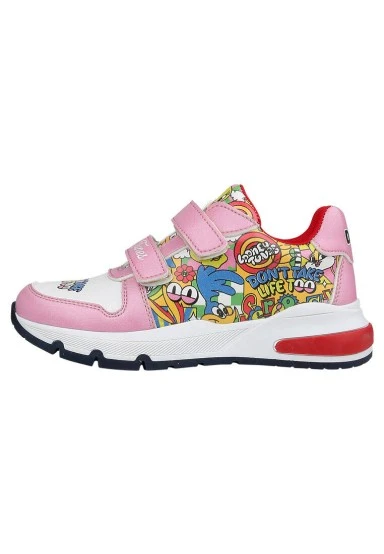 Unisex Enfants Cuir Vegan Baskets à Scratchs Rose - Warner Bros Seriously Looney Tunes Motif - 