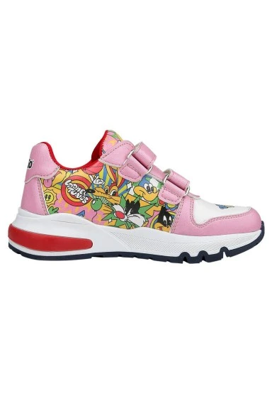 Unisex Enfants Cuir Vegan Baskets à Scratchs Rose - Warner Bros Seriously Looney Tunes Motif - 