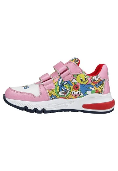 Unisex Enfants Cuir Vegan Baskets à Scratchs Rose - Warner Bros Seriously Looney Tunes Motif - 