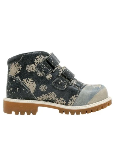 Enfants Cuir Vegan Bleu Foncé Bottes Longues - Let it Snow Motif - 