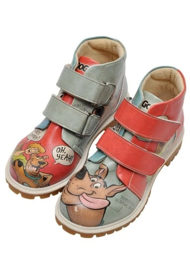 Enfants Cuir Vegan Multicolore Bottes - Warner Bros Hungry Doo Scooby Doo Motif - 