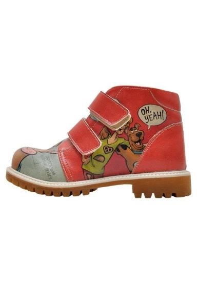Enfants Cuir Vegan Multicolore Bottes - Warner Bros Hungry Doo Scooby Doo Motif - 