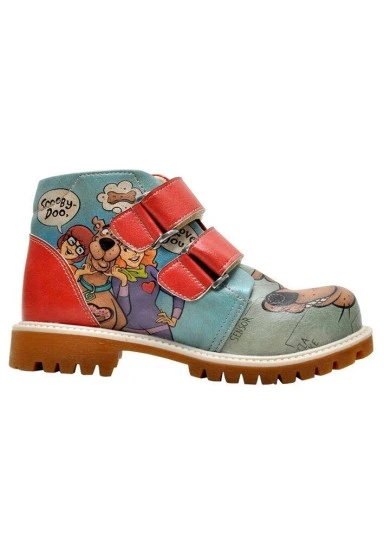 Enfants Cuir Vegan Multicolore Bottes - Warner Bros Hungry Doo Scooby Doo Motif - 
