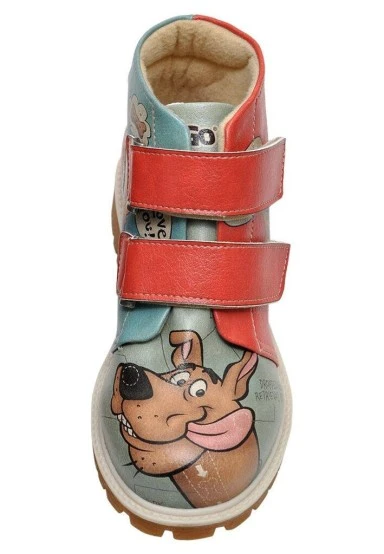 Enfants Cuir Vegan Multicolore Bottes - Warner Bros Hungry Doo Scooby Doo Motif - 