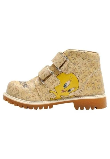 Enfants Cuir Vegan Jaune Bottes - Warner Bros Tweety Moods Motif - 