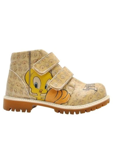 Enfants Cuir Vegan Jaune Bottes - Warner Bros Tweety Moods Motif - 