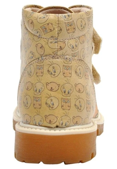 Enfants Cuir Vegan Jaune Bottes - Warner Bros Tweety Moods Motif - 