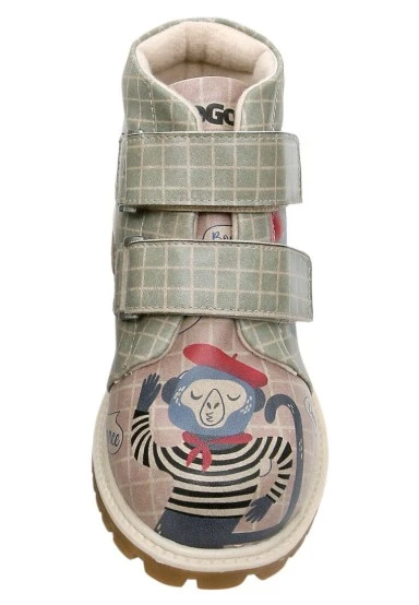 Enfants Cuir Vegan Multicolore Bottes - Bonjour Mon Chéri Motif - 