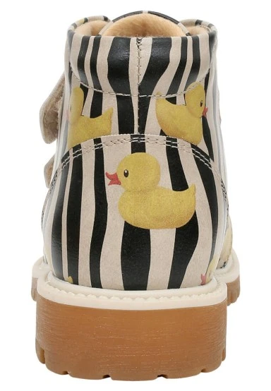 Enfants Cuir Vegan Noir Bottes - Ducky Motif - 
