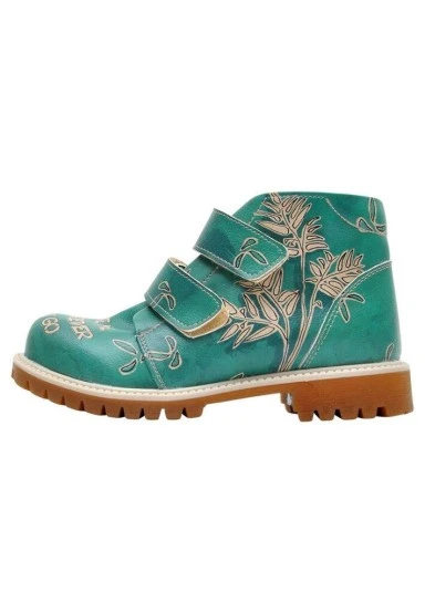 Enfants Cuir Vegan Turquoise Bottes - Koala Motif - 