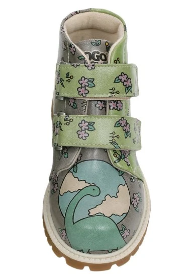Enfants Cuir Vegan Vert Bottes Longues - Sometimes Life Goes On Motif - 