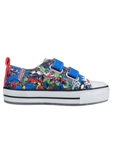 Unisex Enfant Végan Baskets Lumineuses à Scratch Bleu - Warner Bros Dc Villains Motif - 