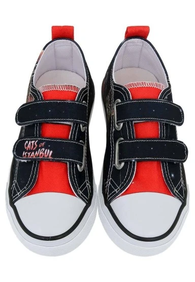 Unisex Enfant Végan Baskets Lumineuses à Scratch Noir - Paws on Taksim Motif - 