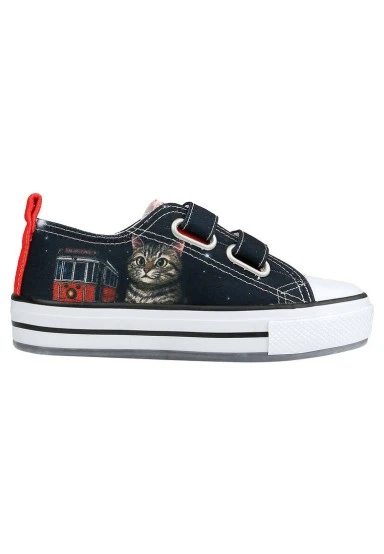 Unisex Enfant Végan Baskets Lumineuses à Scratch Noir - Paws on Taksim Motif - 