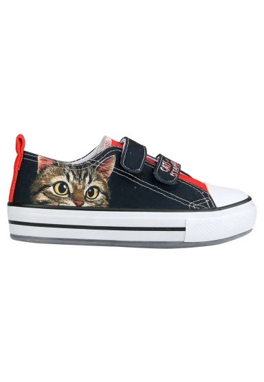 Unisex Enfant Végan Baskets Lumineuses à Scratch Noir - Paws on Taksim Motif - 