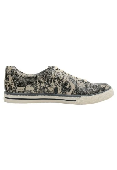 Erkek Vegan Deri Bej Günlük Sneakers - The Life Of Dogs Tasarım - 