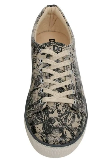 Erkek Vegan Deri Bej Günlük Sneakers - The Life Of Dogs Tasarım - 