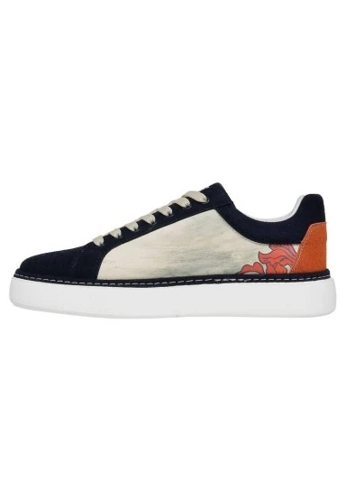 Erkek Vegan Deri Bej Sneakers - Hear Me Roar Tasarım - 