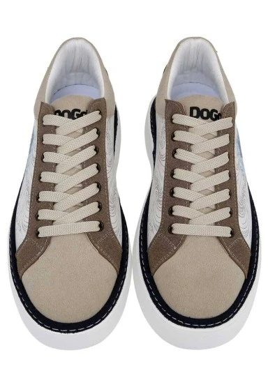 Erkek Vegan Deri Bej Sneakers - Japanese Waves Tasarım - 