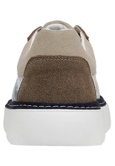 Erkek Vegan Deri Bej Sneakers - Japanese Waves Tasarım - 