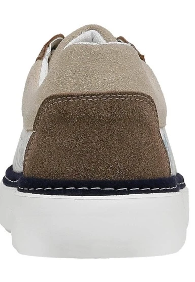Erkek Vegan Deri Bej Sneakers - Japanese Waves Tasarım - 