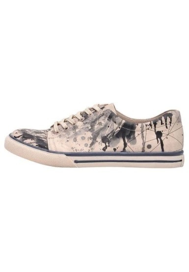 Erkek Vegan Deri Bej Sneakers - Lion King Tasarım - 