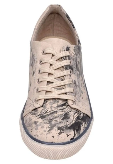 Erkek Vegan Deri Bej Sneakers - Lion King Tasarım - 