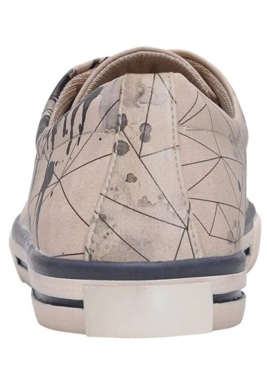 Erkek Vegan Deri Bej Sneakers - Lion King Tasarım - 