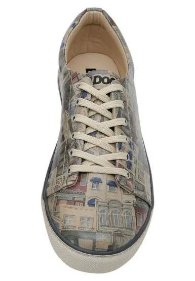 Erkek Vegan Deri Bej Sneakers - Frame of Mind Tasarım - 