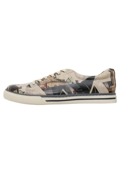 Erkek Vegan Deri Bej Sneakers - Time to Ring the Bells Tasarım - 