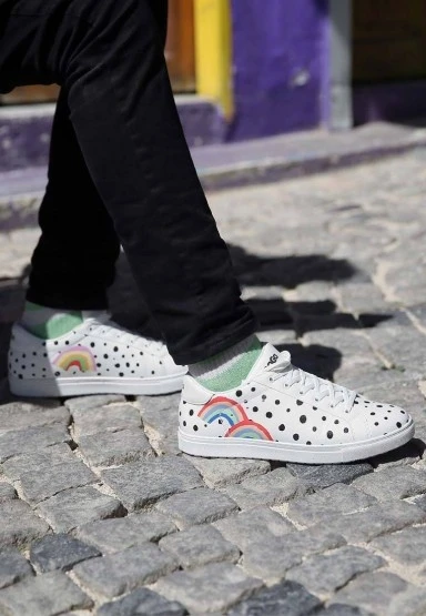 Erkek Vegan Deri Beyaz Günlük Sneakers - More Self Love Tasarım - 
