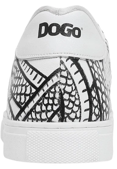 Erkek Vegan Deri Beyaz Günlük Sneakers - The Power Of The Dragon Tasarım - 