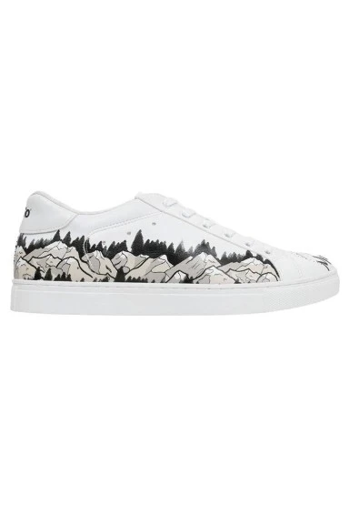 Erkek Vegan Deri Beyaz Günlük Sneakers - Mountain Explorer Tasarım - 