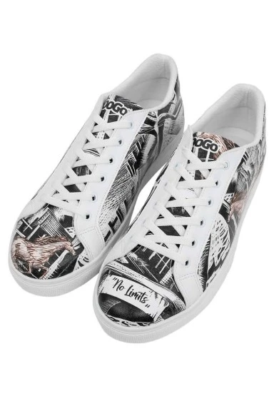 Erkek Vegan Deri Beyaz Günlük Sneakers - No Limits Tasarım - 